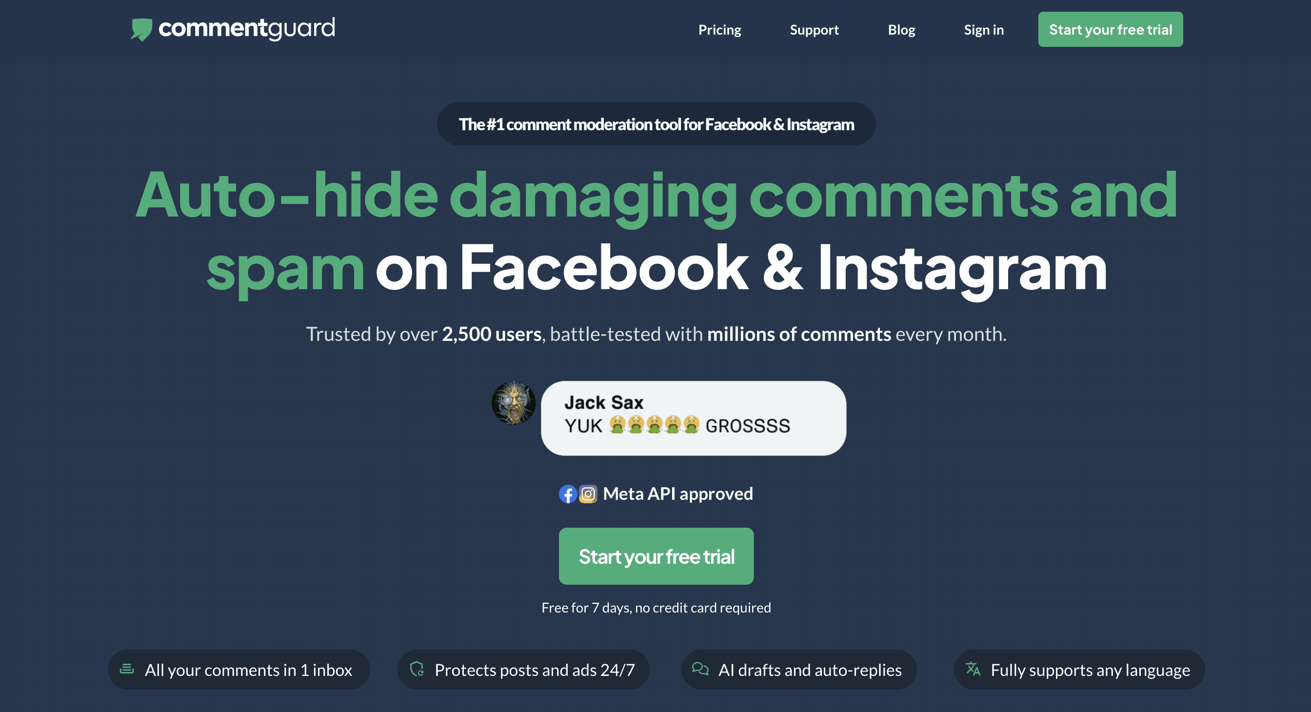 commentguard homepage
