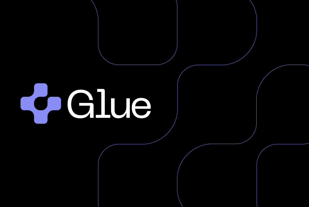 Glue logo on black background with stitching outline