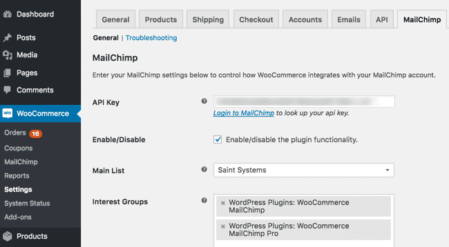 WooCommerce mailchimp plugin