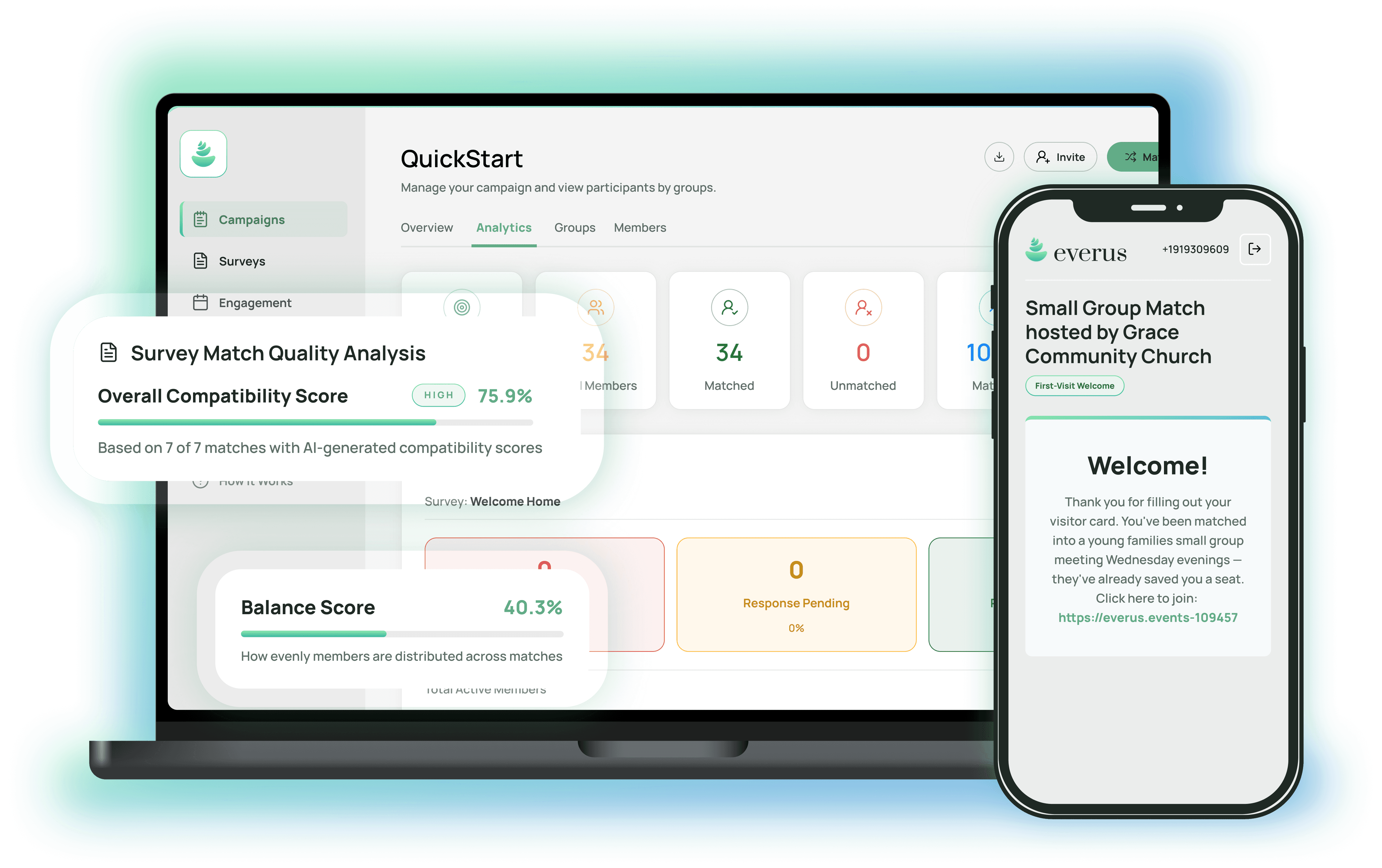Everus smart matching platform displayed on desktop and mobile