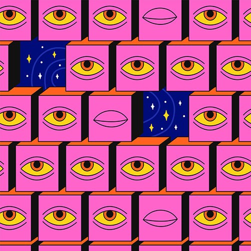 Illustration of eyes in boxes