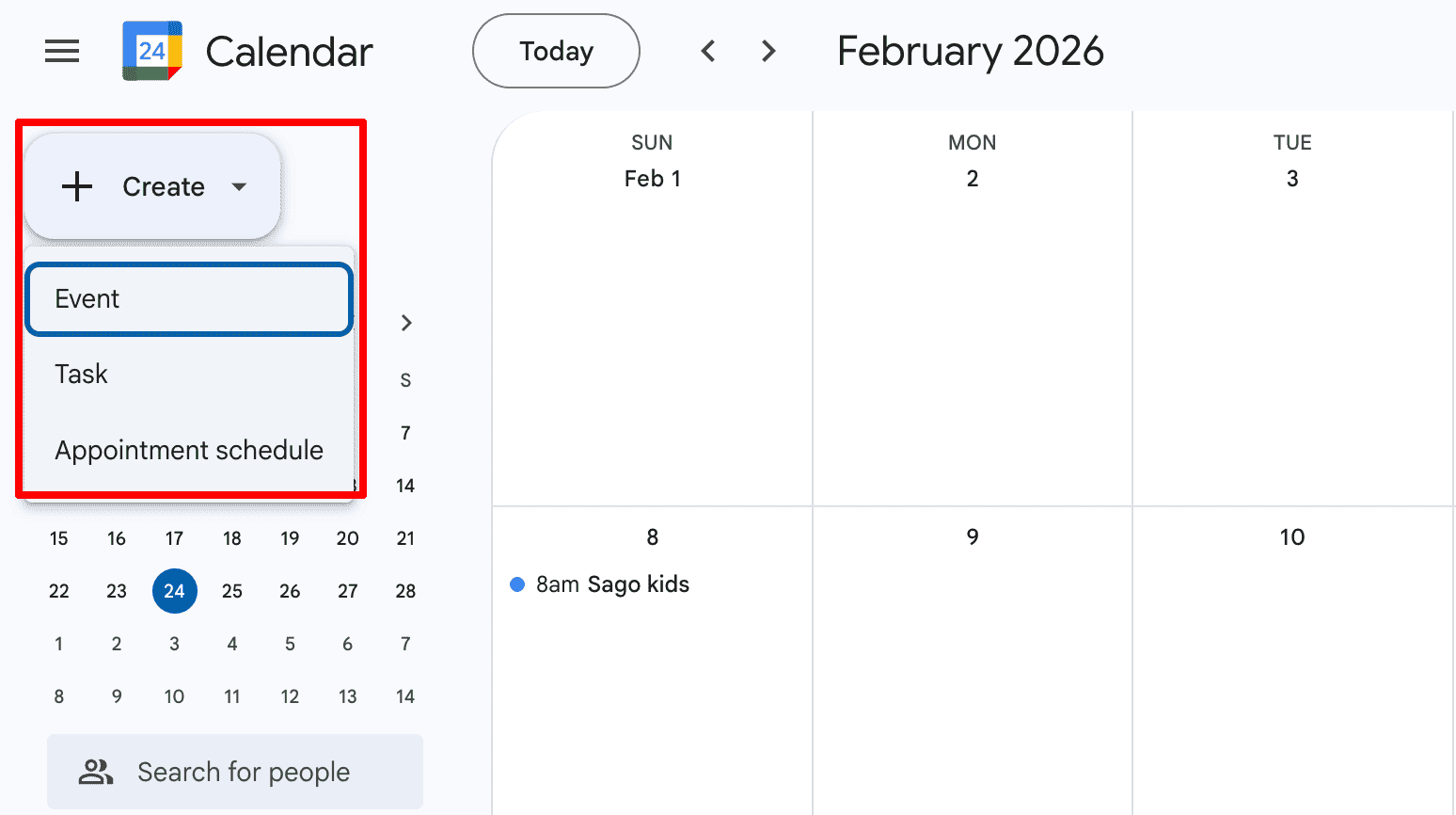 Creating events in Google Calendar