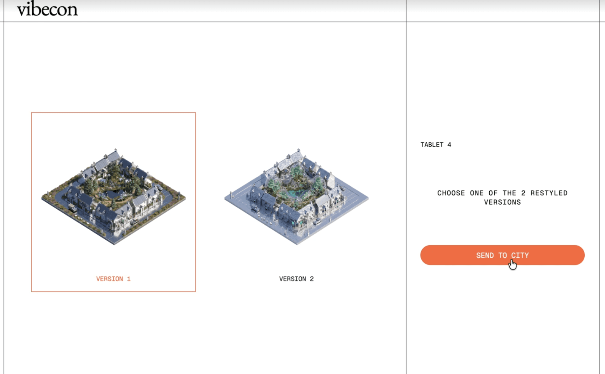Tablet interface for choosing between two generated versions