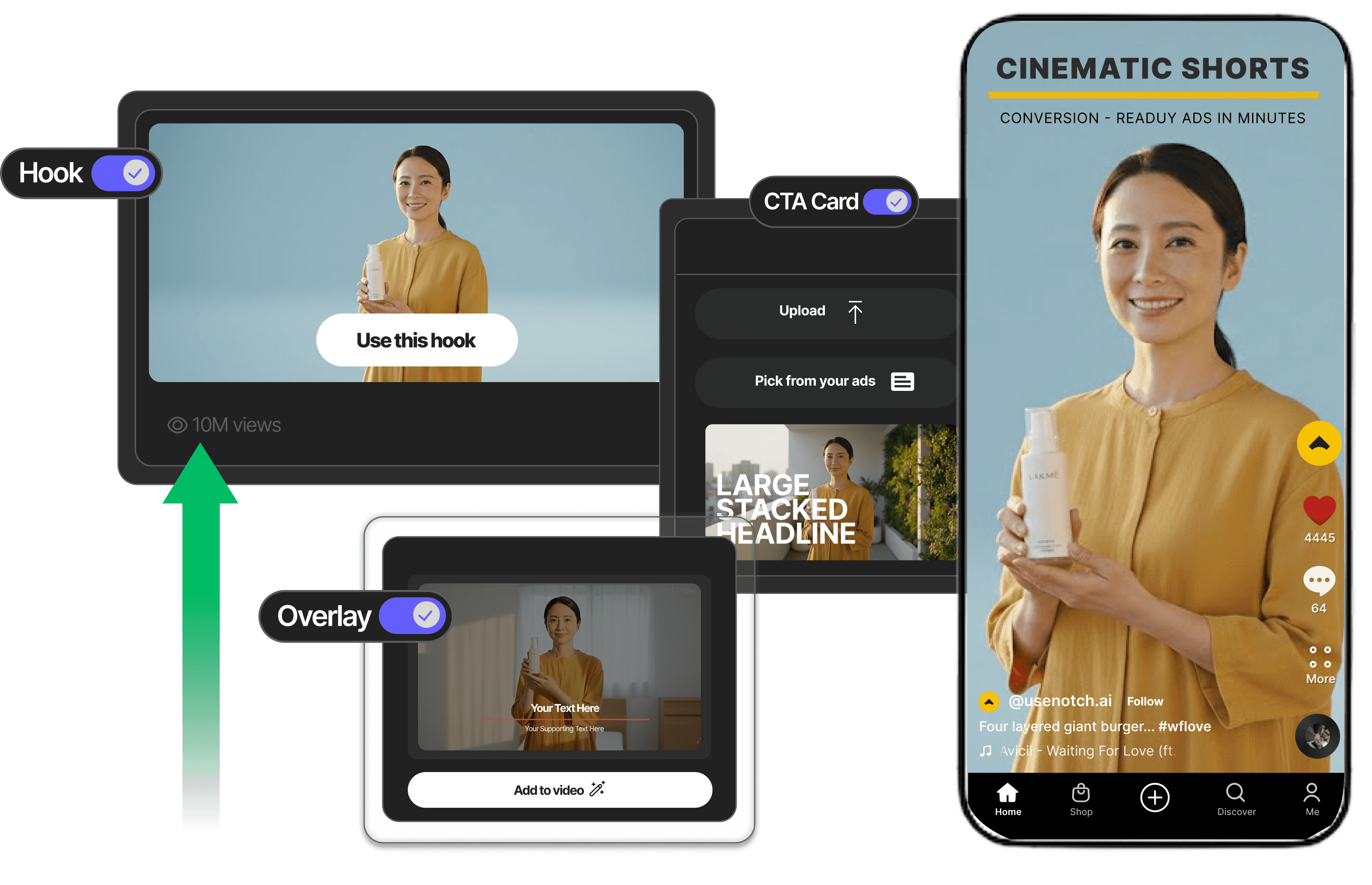 Image features a close-up of an Air Jordan 1 sneaker with a red and white color scheme on a dark background.