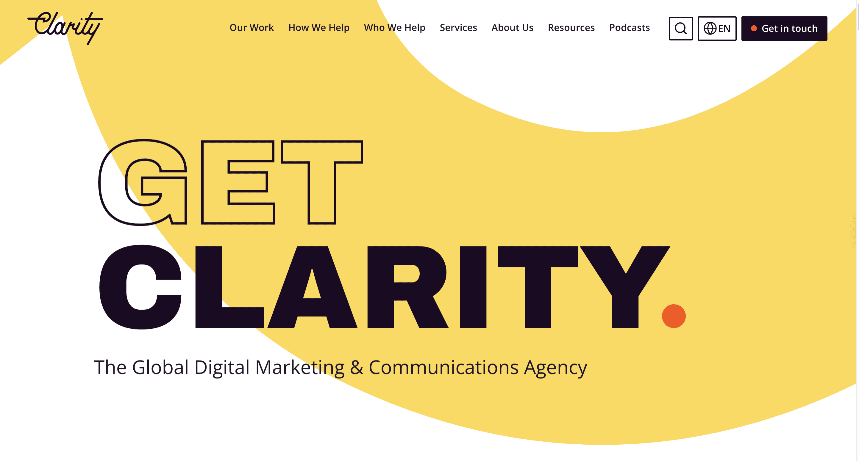 Homepage of Clarity, a paid media agency