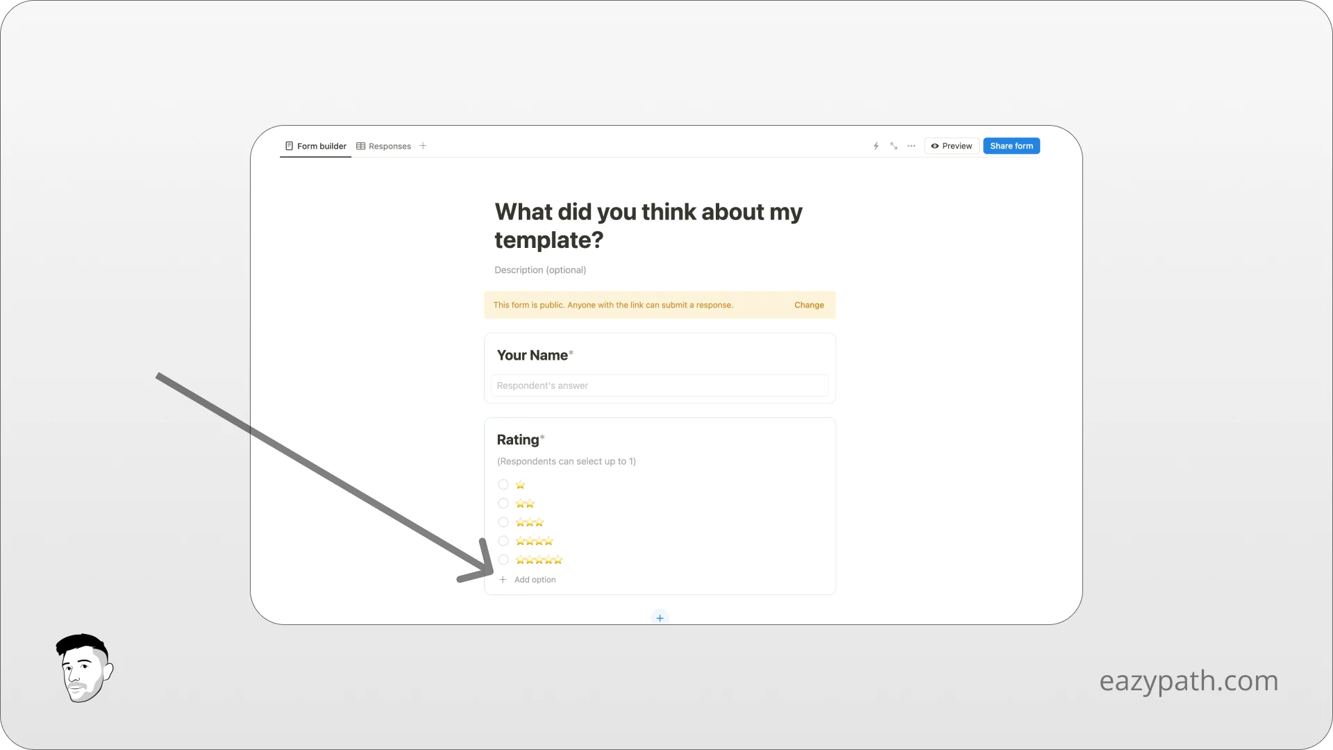 How To Create A Simple Form In Notion - Form Rating Field Options
