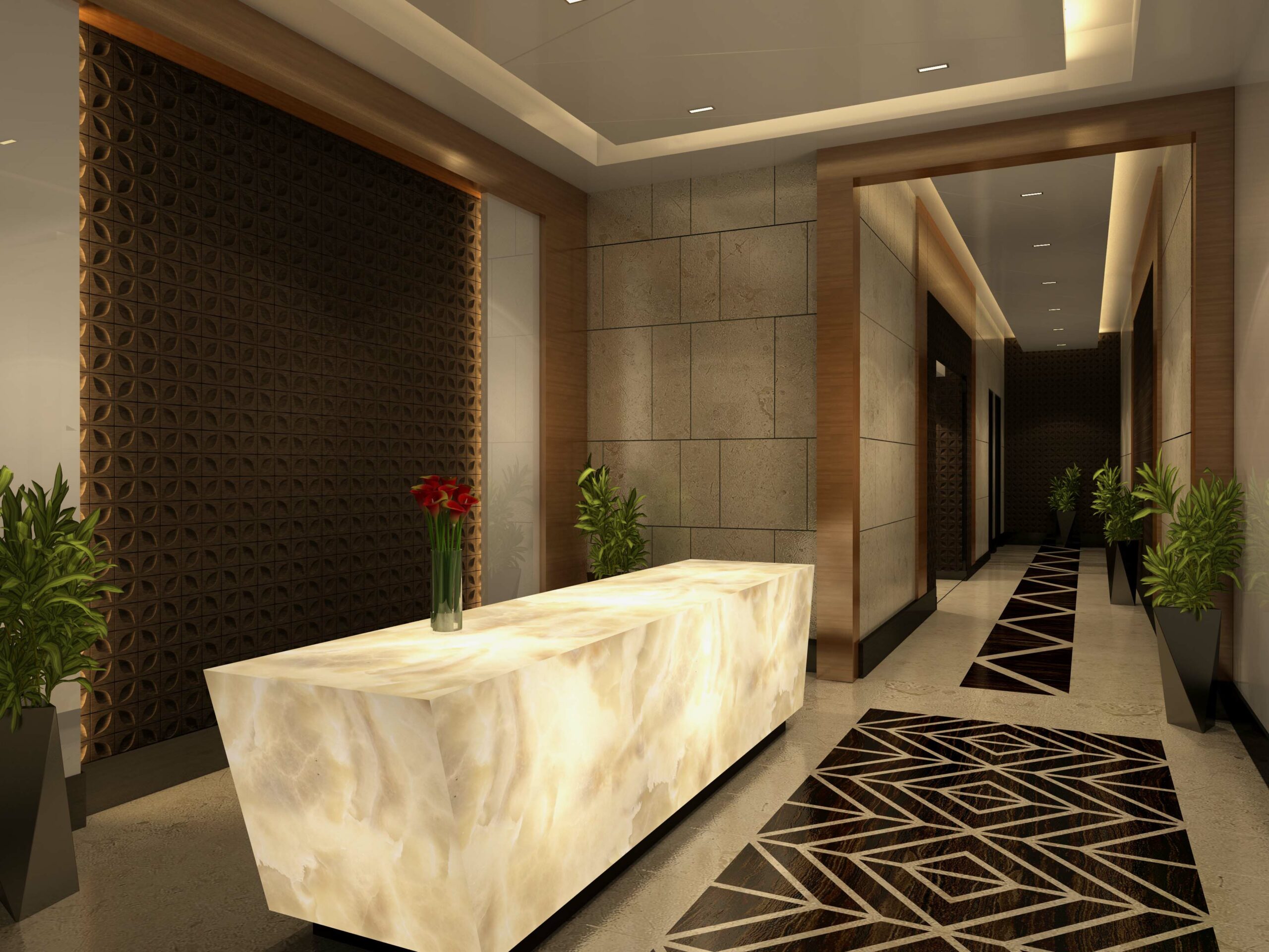 Luxurious lobby interior at Court Tower, featured by expert real estate agents for premium property seekers.