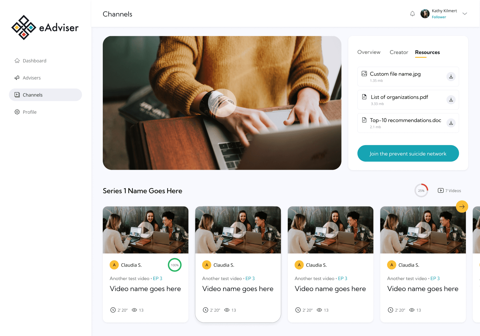 Follower channels for webapp