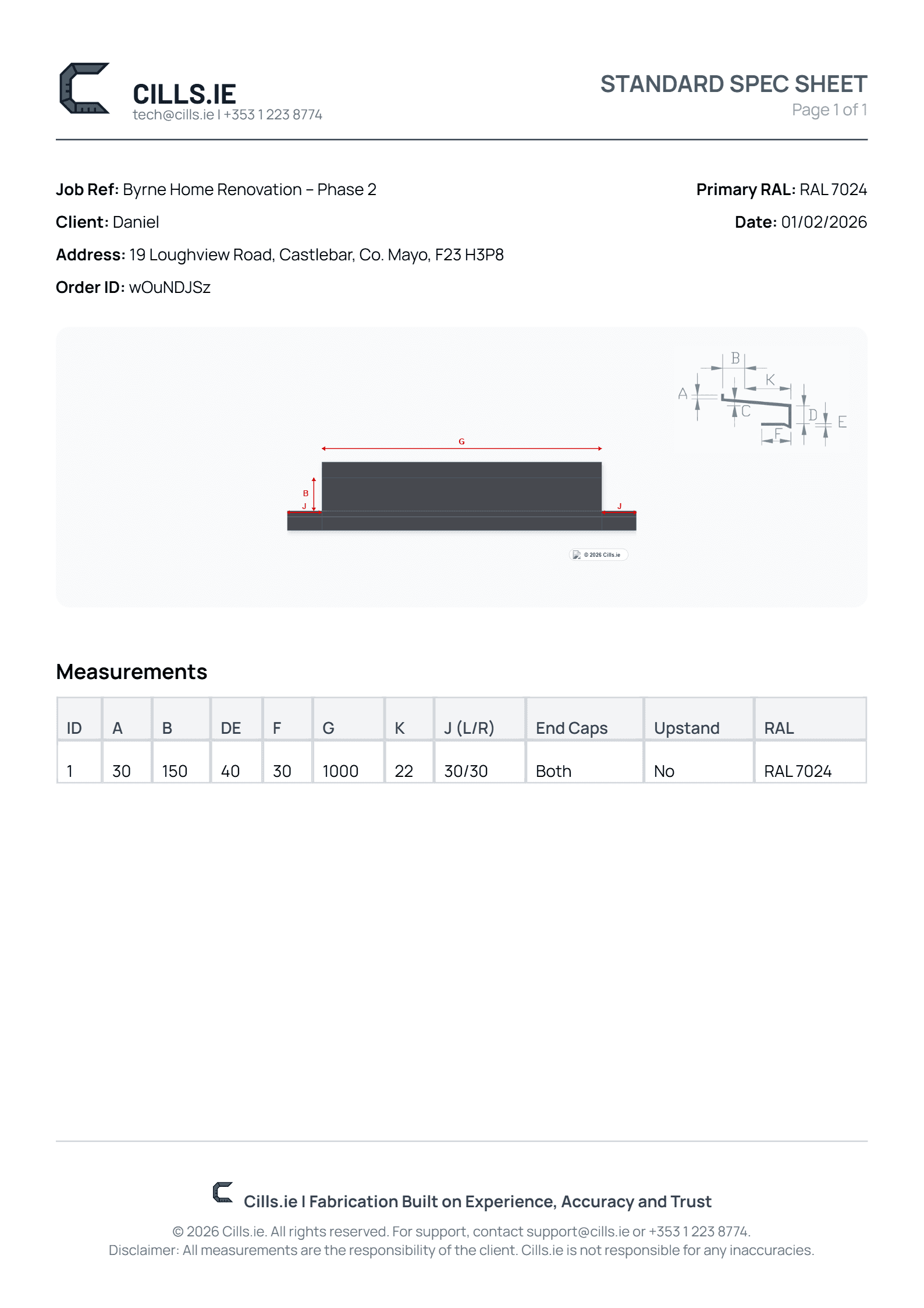 Every dimension labelled – no guesswork on what to measure