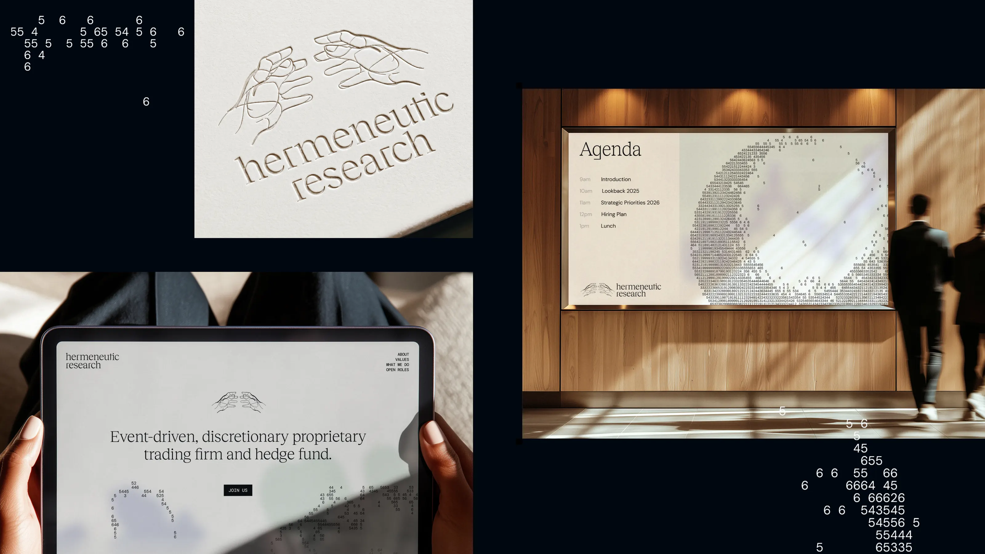 Hermeneutic — second brand-kit composition, visual identity by Charlota Blunarova