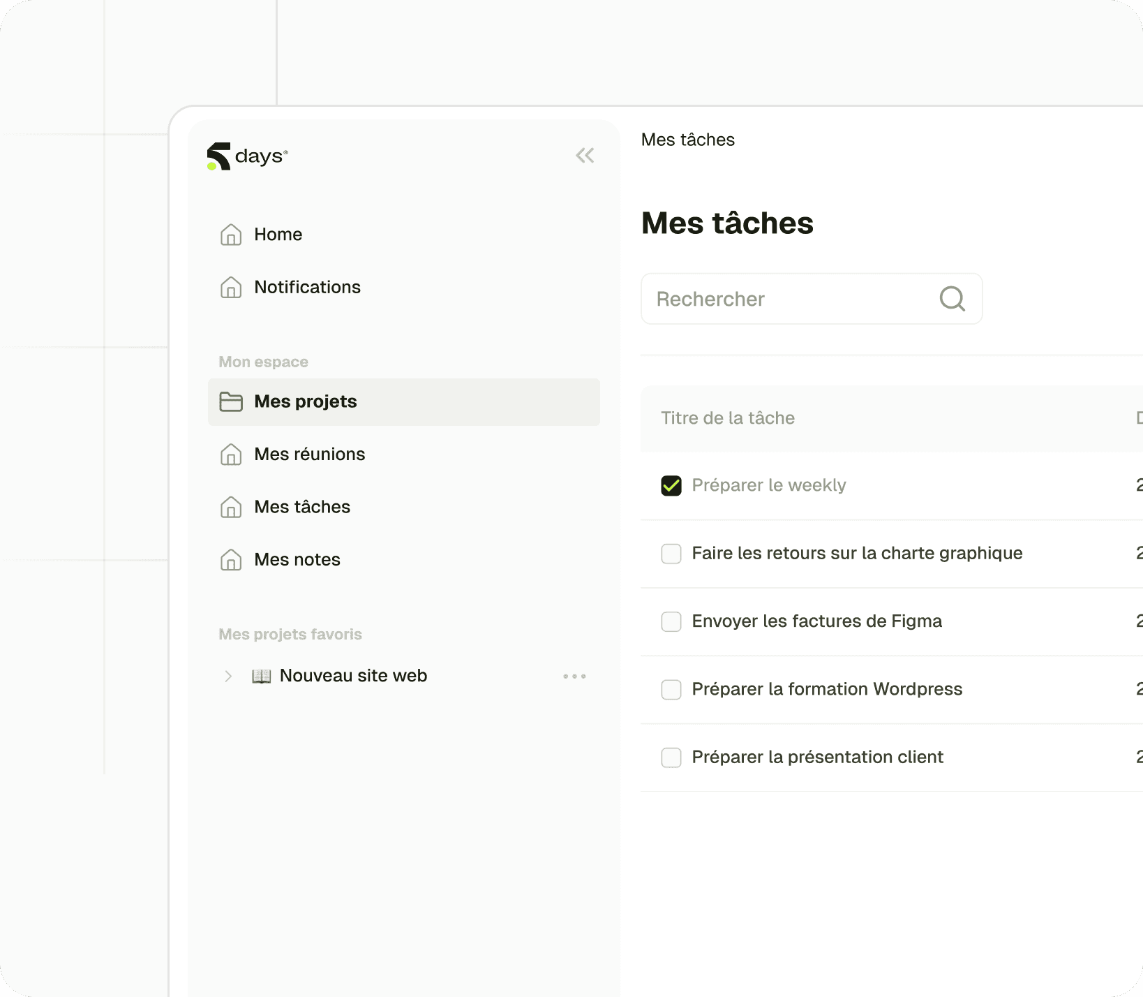 Vue de dashboard Google Meet.