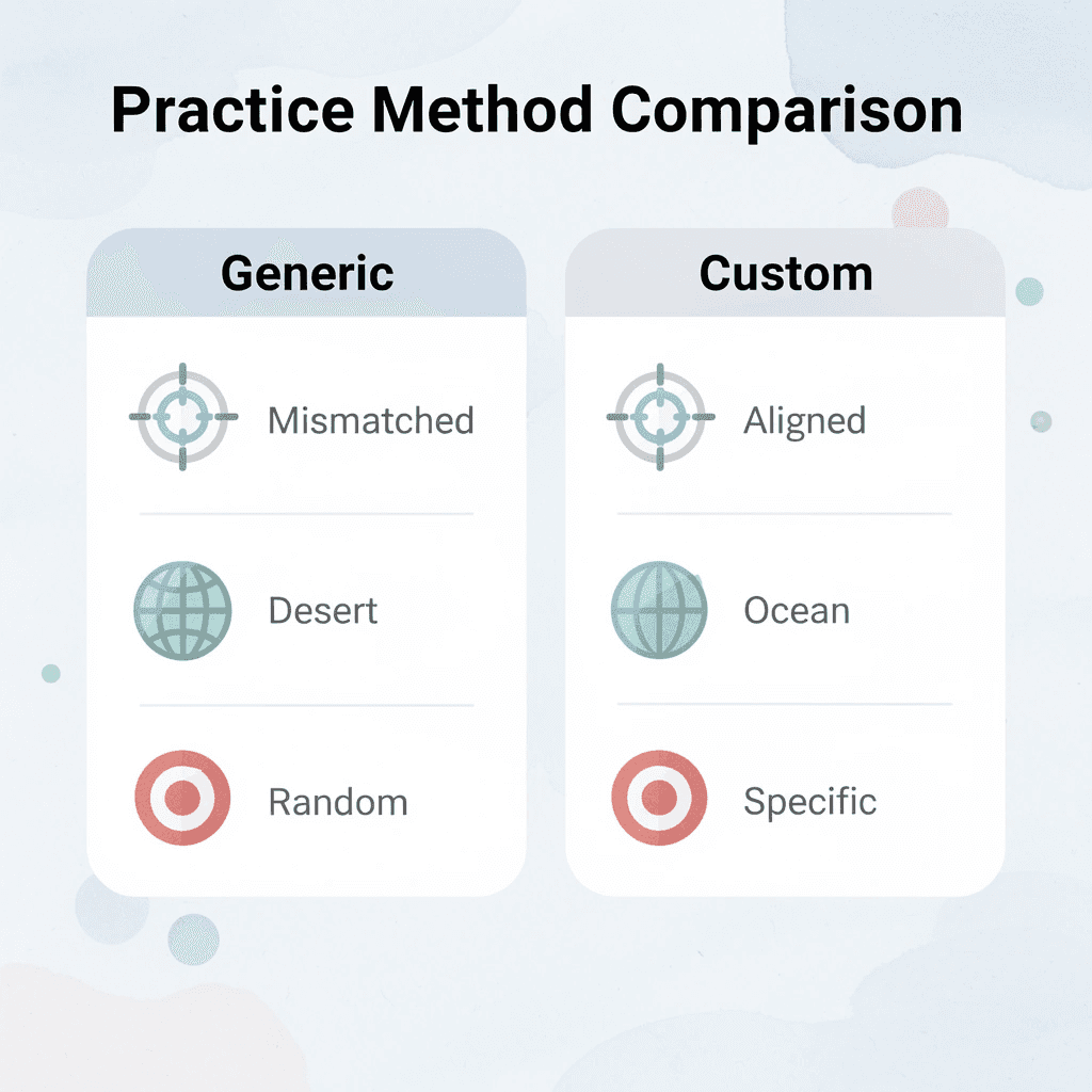 Comparison between generic and custom practice methods