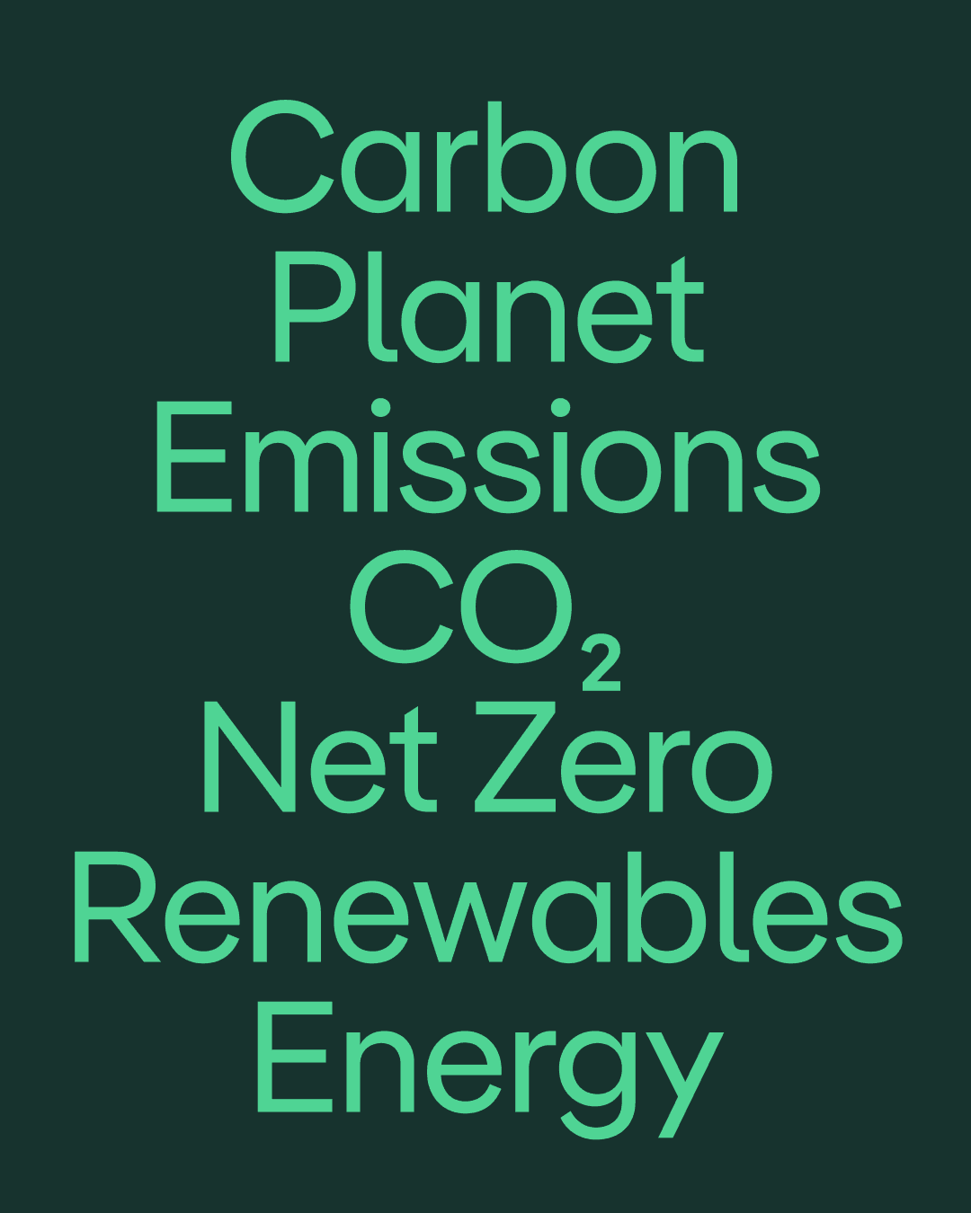Carbon Neutral Emissions CO2 Net Zero Renewables Energy Keywords in Powerhouse Branding by Side By Side Studio