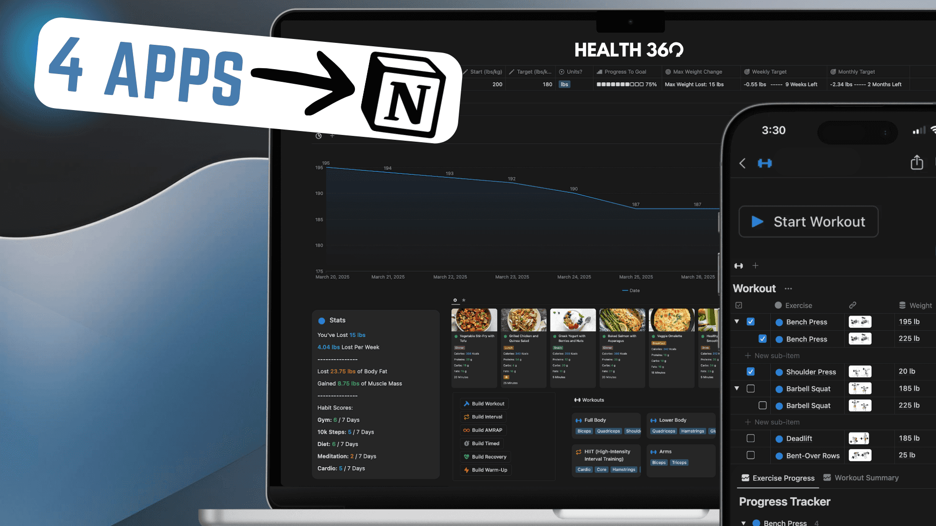 fitness tracking notion dashboard