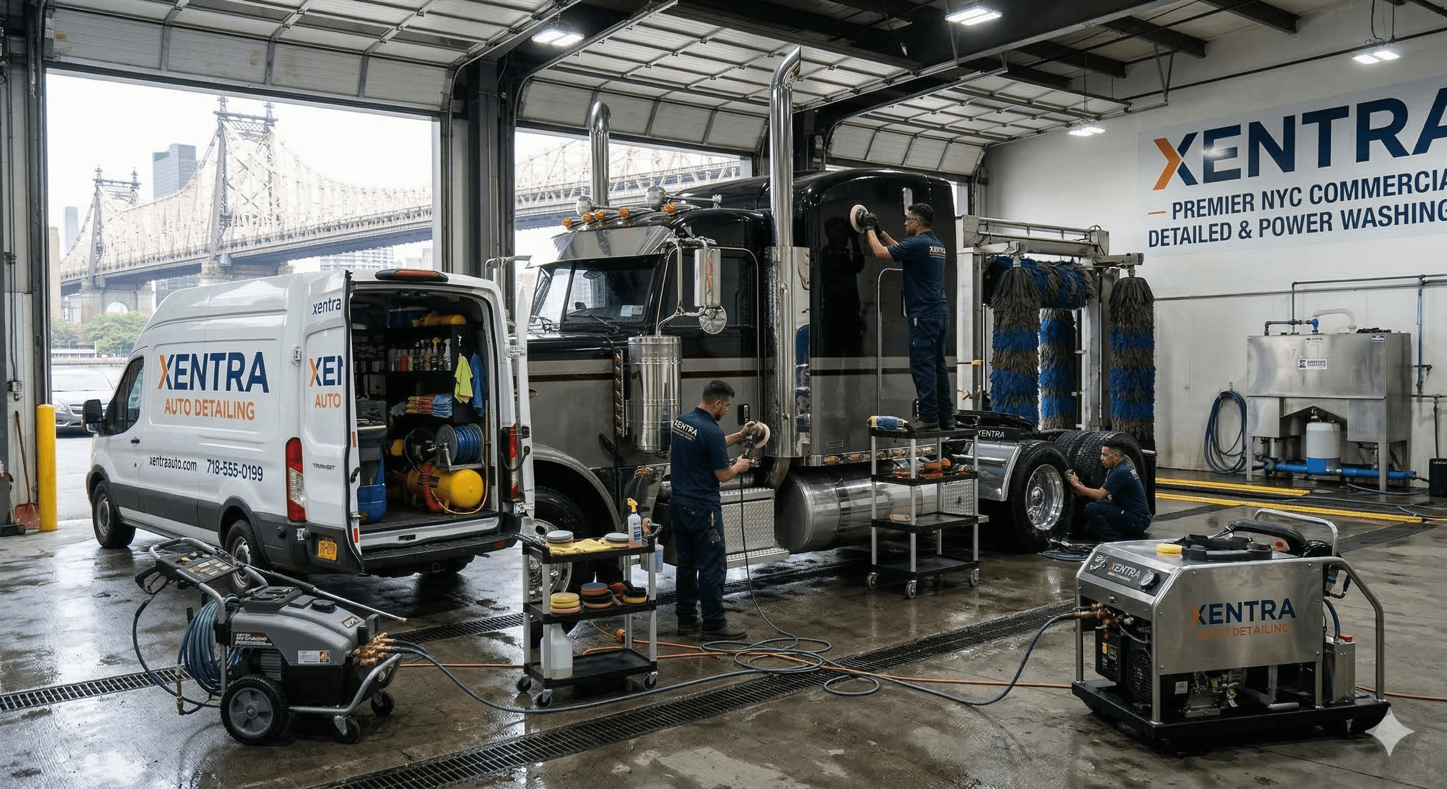 Pressure washing semi truck trailer mobile truck wash Brooklyn NY