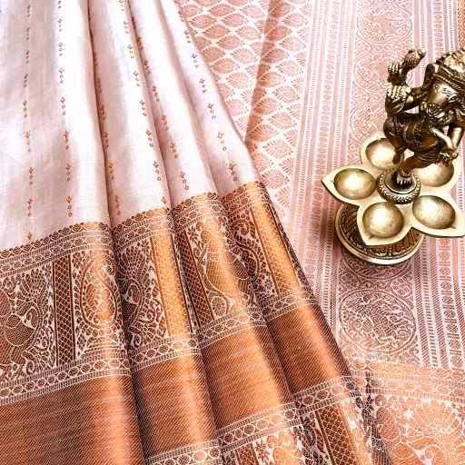 Light Mocha and Copper Brown Kanchivaram Silk Saree