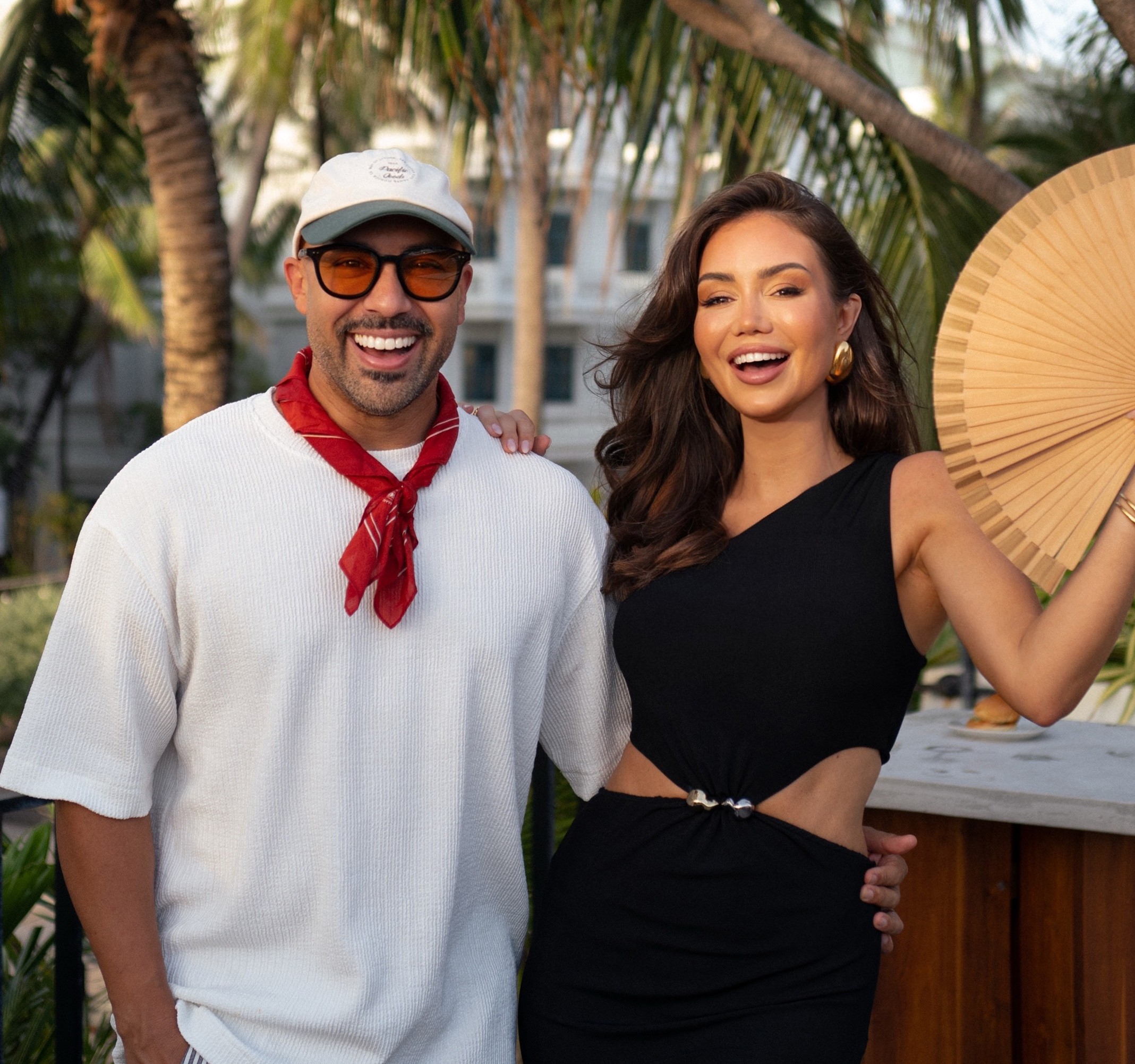 Pia Muehlenbeck sitting at a restaurant table