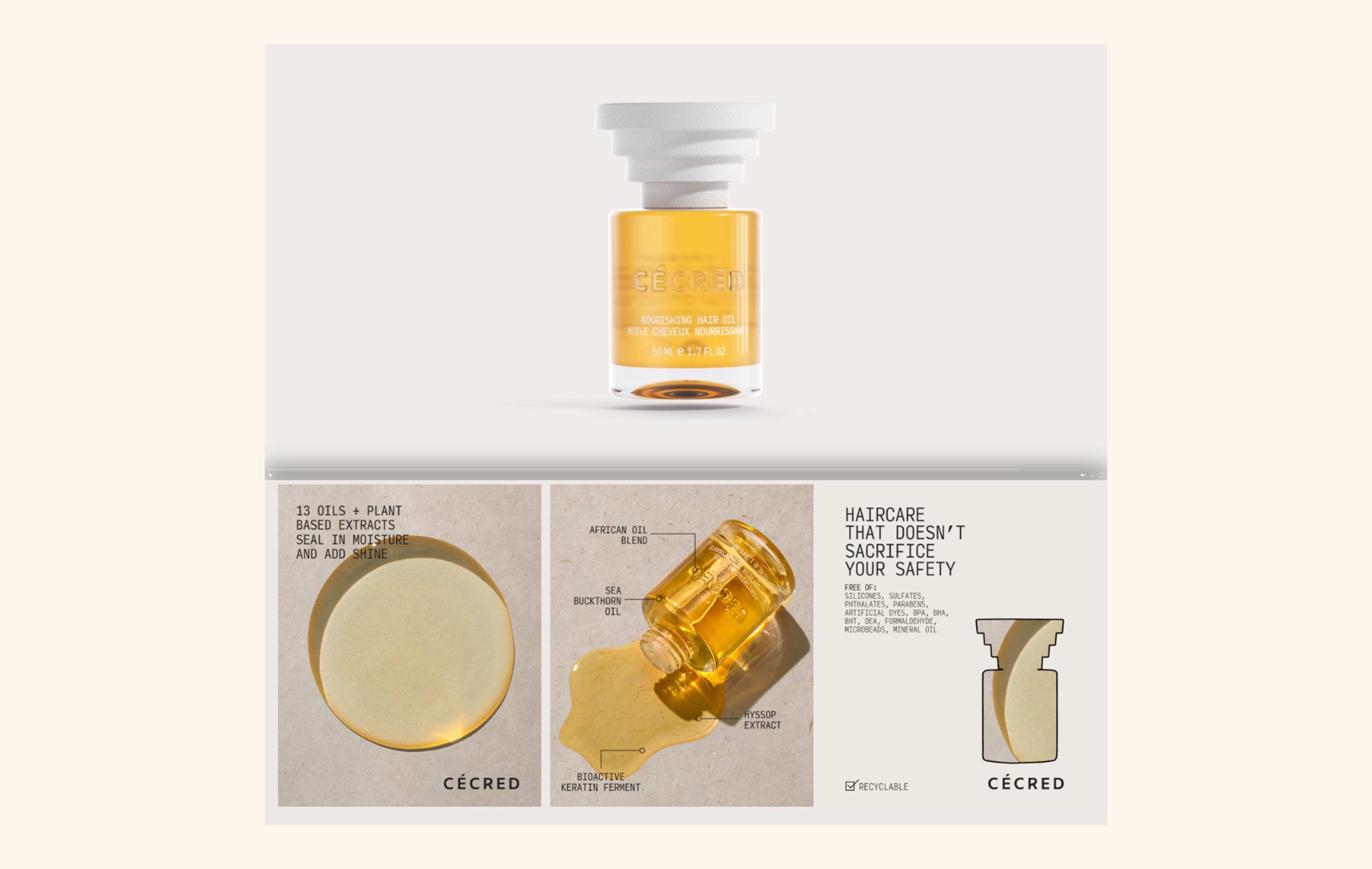 Cécred product page with embedded product visuals and benefit highlights