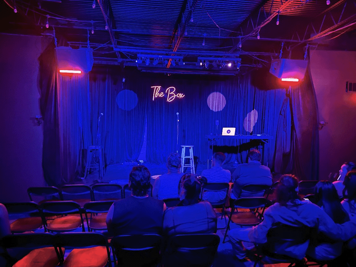 A photo, 'The Box', one of the stages at Houston's Stand-Up Comedy club, The Secret Group