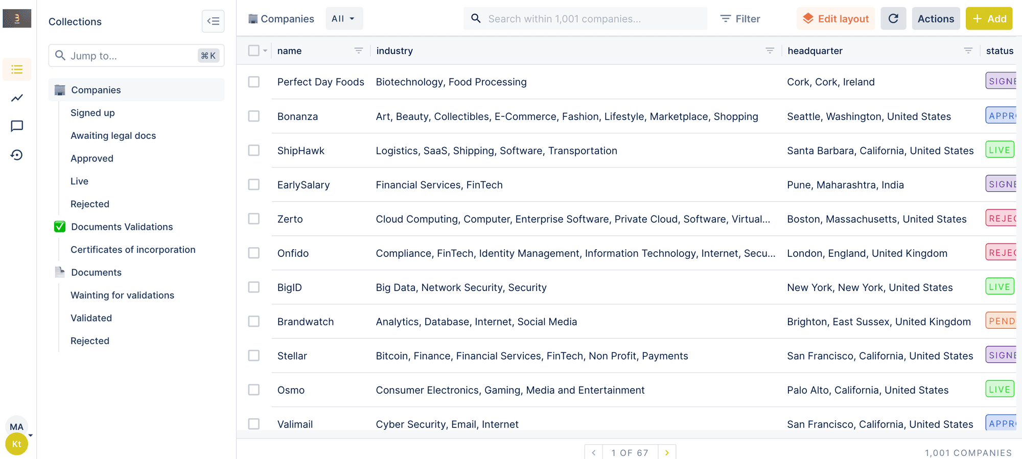 The Forest Admin interface showing the default collection view.
