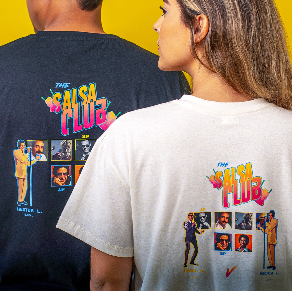 ilustración impresa de camisa the salsa club