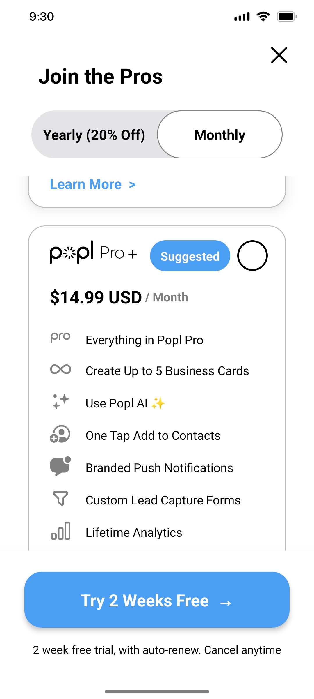 Popl Suggested Screen