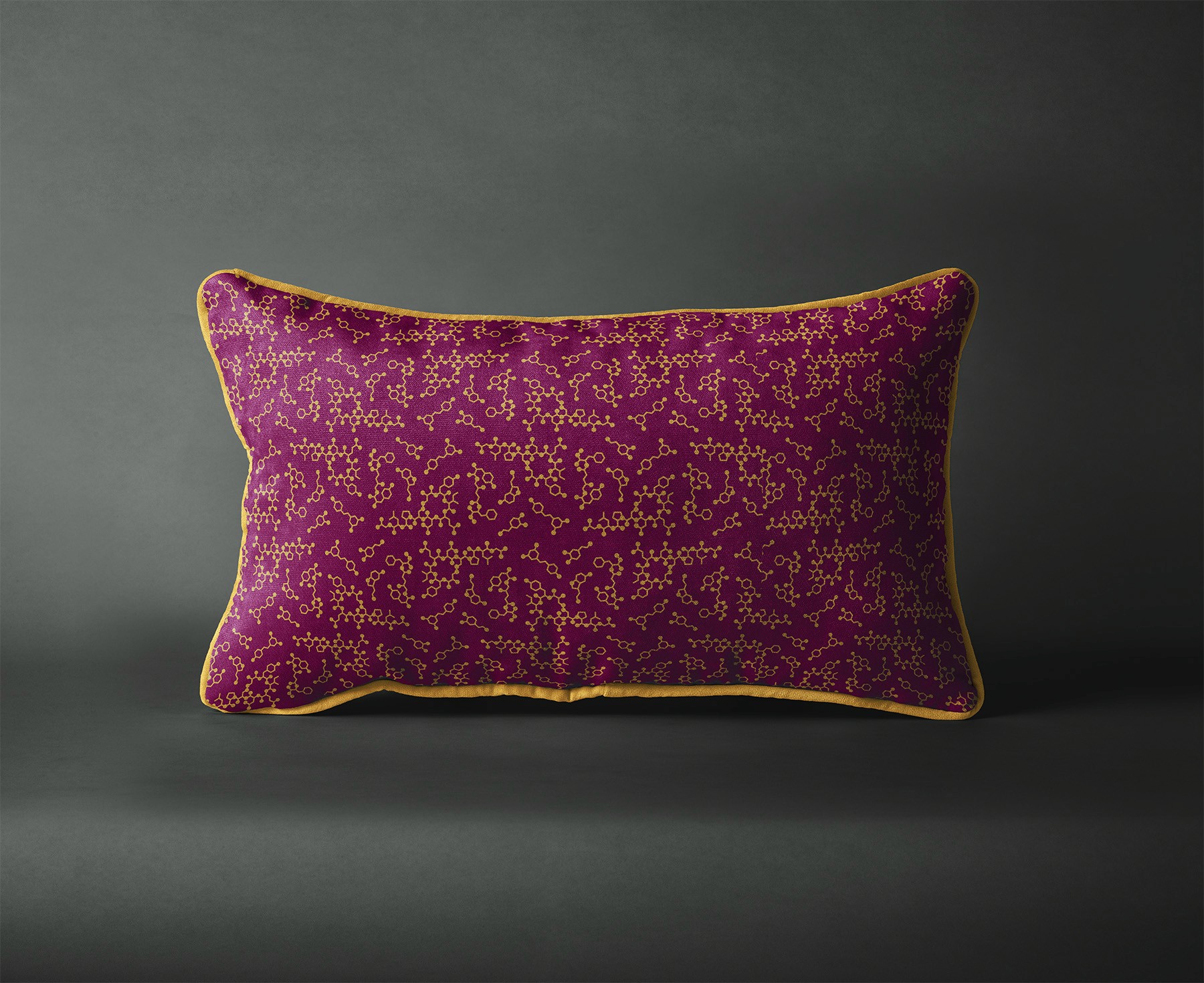 Graphic design mockup of pillow design for Chemistry Wine Bar — bold pattern style designed by Will Lefkovich.