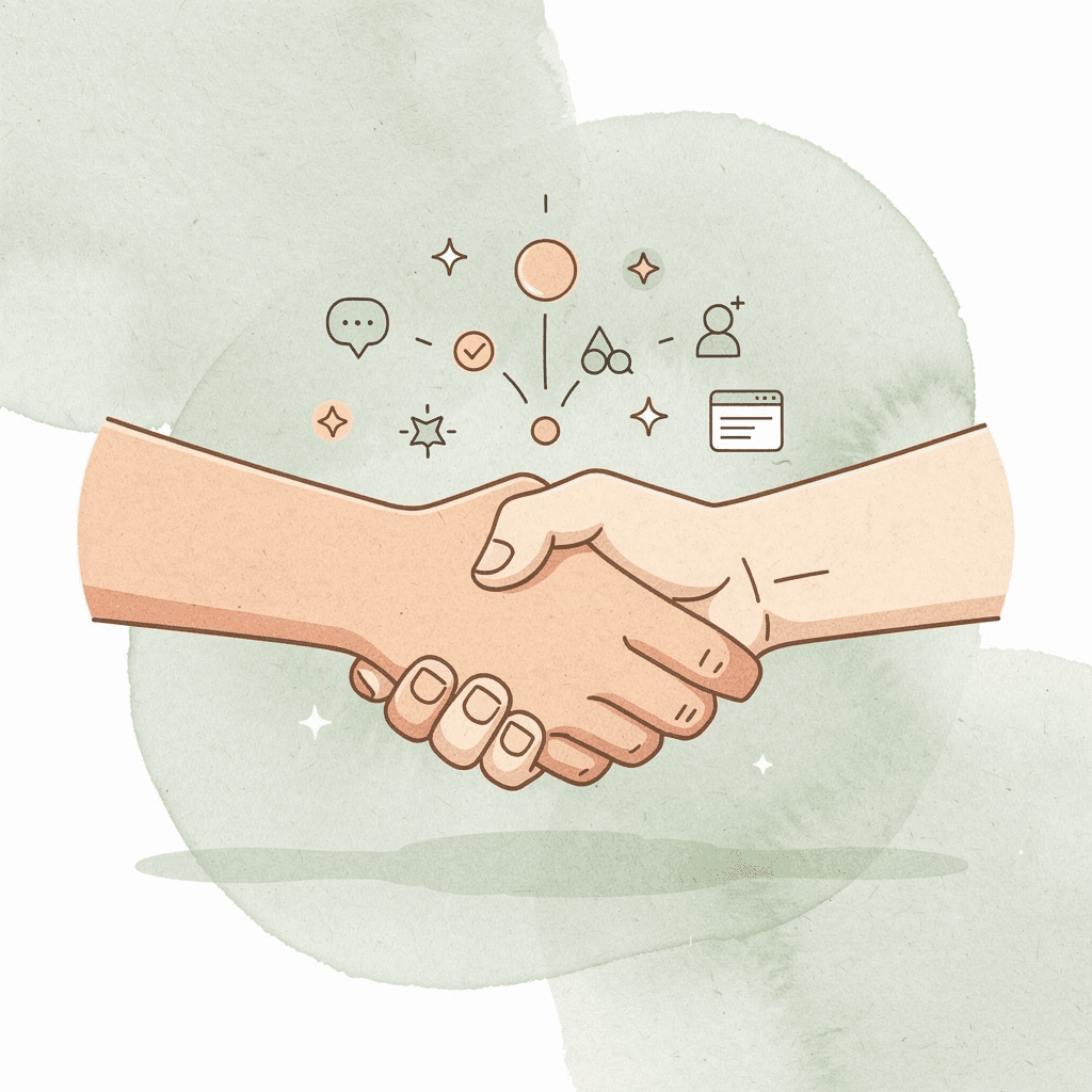 Scene of a handshake representing the product photo as the critical first impression before a sale