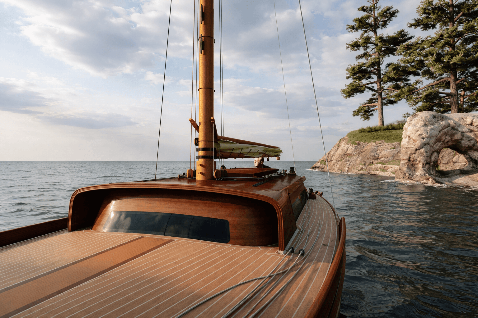 A custom-designed sailing yacht by Ronan Ohier Yacht Design, showcasing elegant lines, high-performance sails, and attention to every detail.