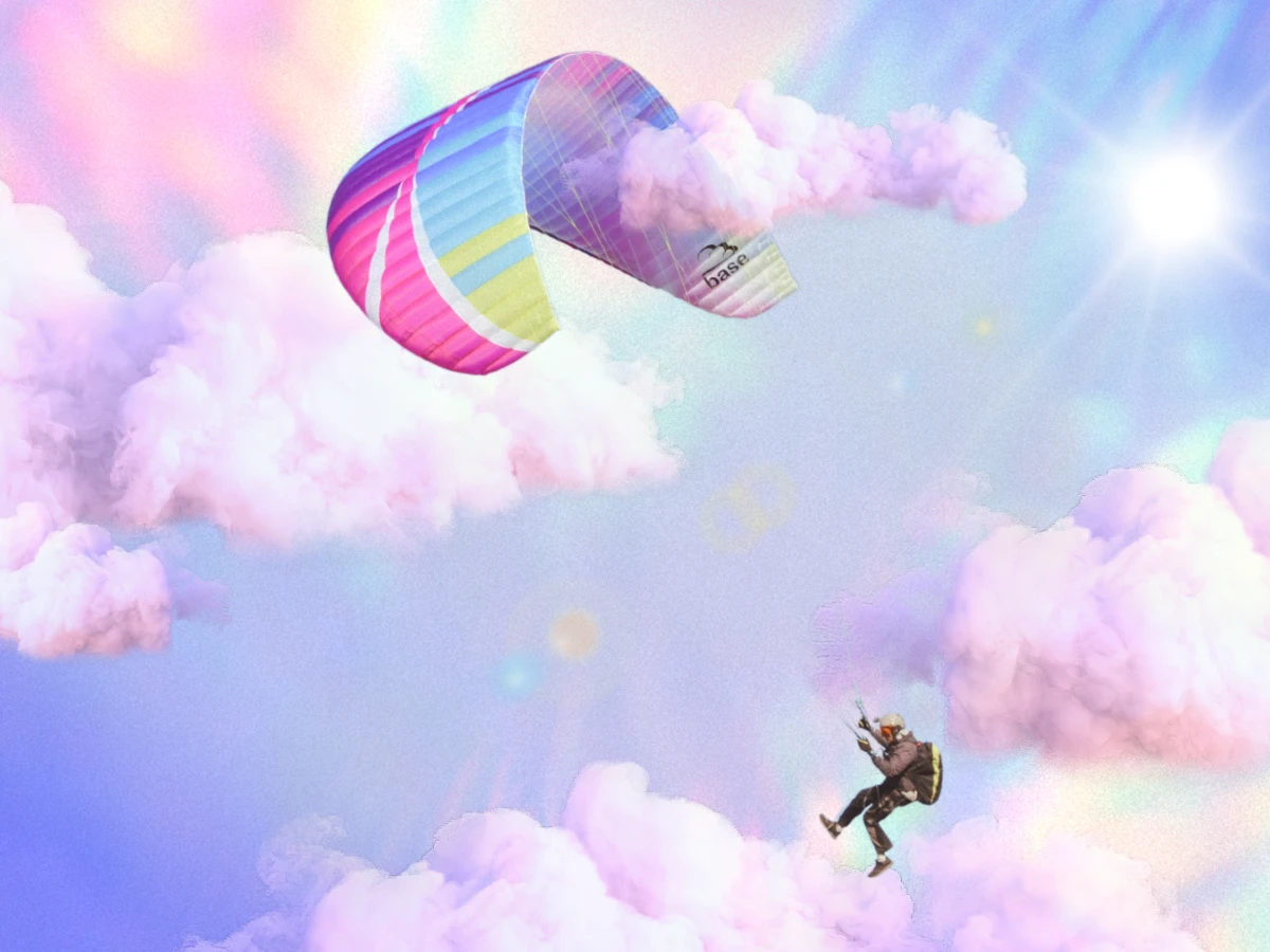 paraglide pink clouds