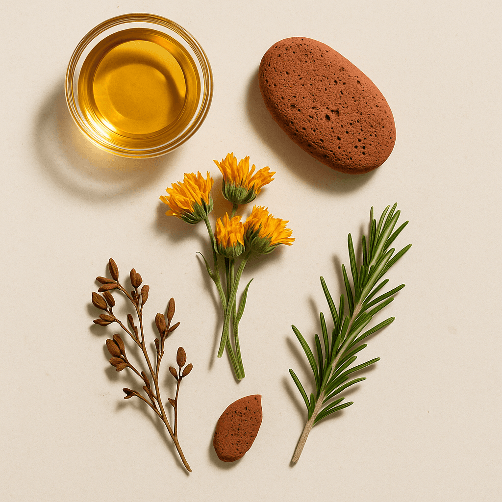 Calendula base, Rhus Tox, Graphites, Sulphur, Urea 2%, Tissue Oil, Oxirub, Creosote.