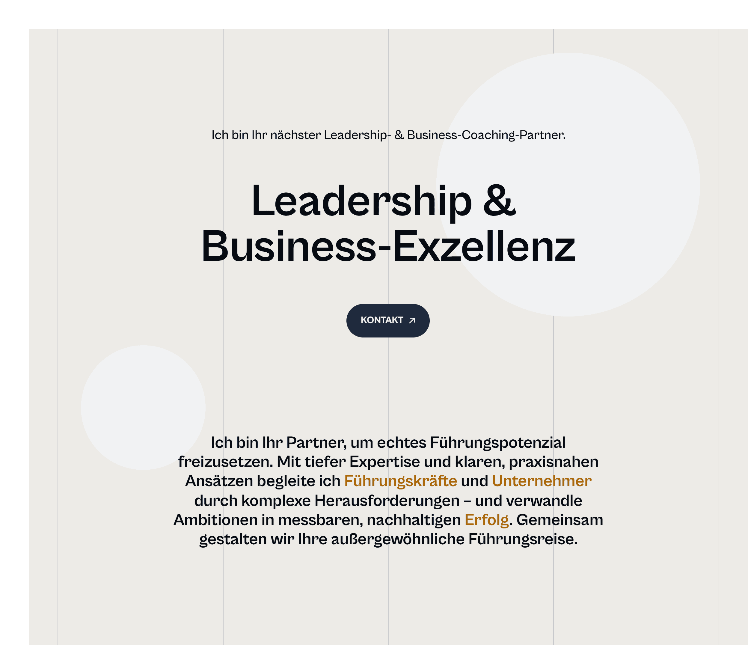 die hero-section eines Coaches, sektion seiner Website