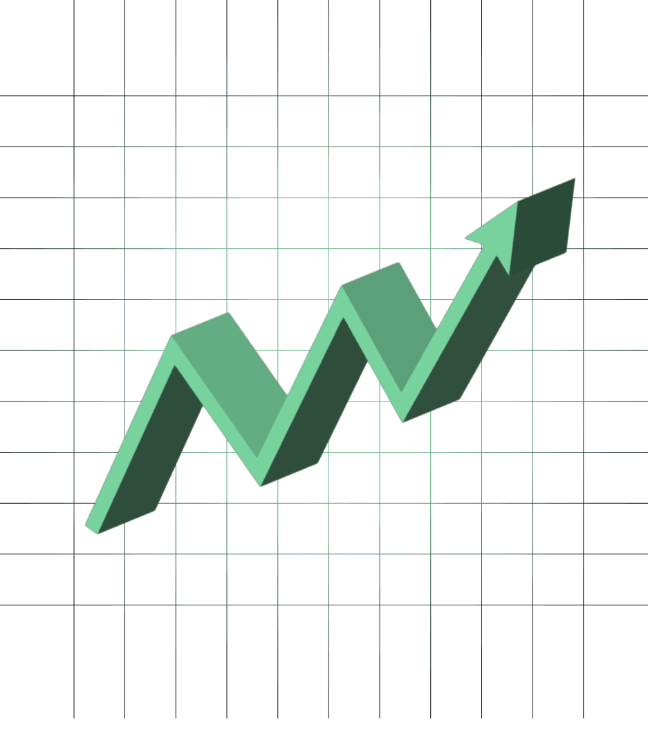 Aufsteigender Pfeil als Symbol für Umsatz- und Markenwachstum.