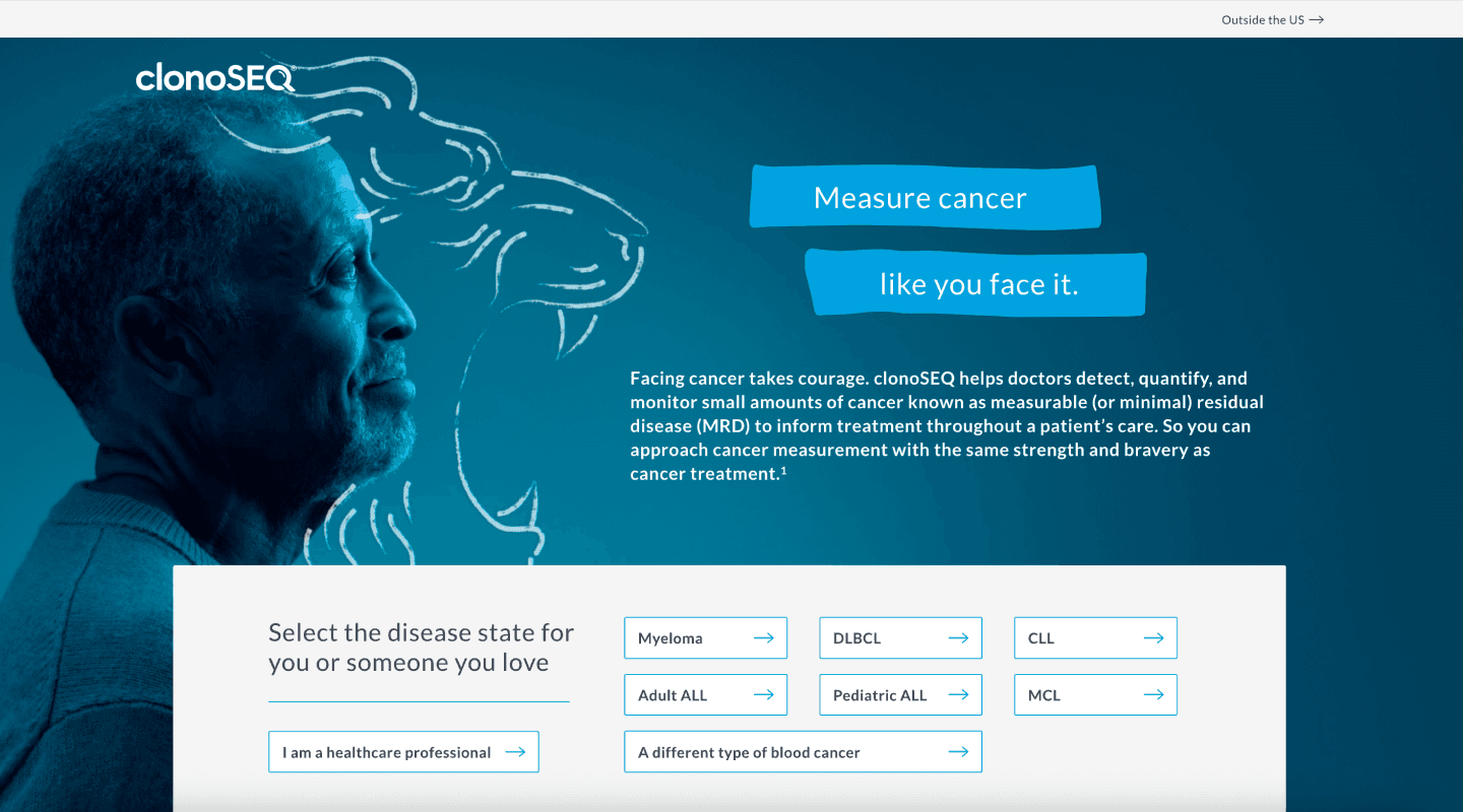 Thumbnail of the homepage of the clonoSEQ website