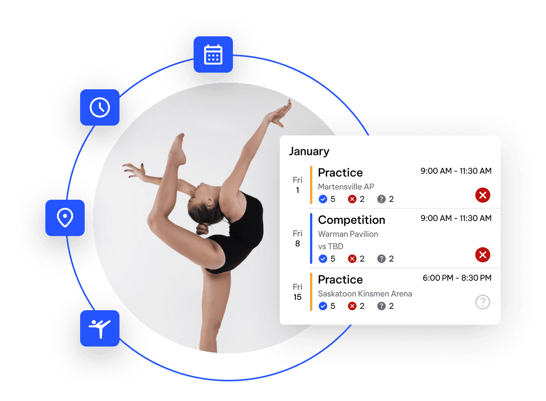 Gymnastics Club Scheduling Screenshot