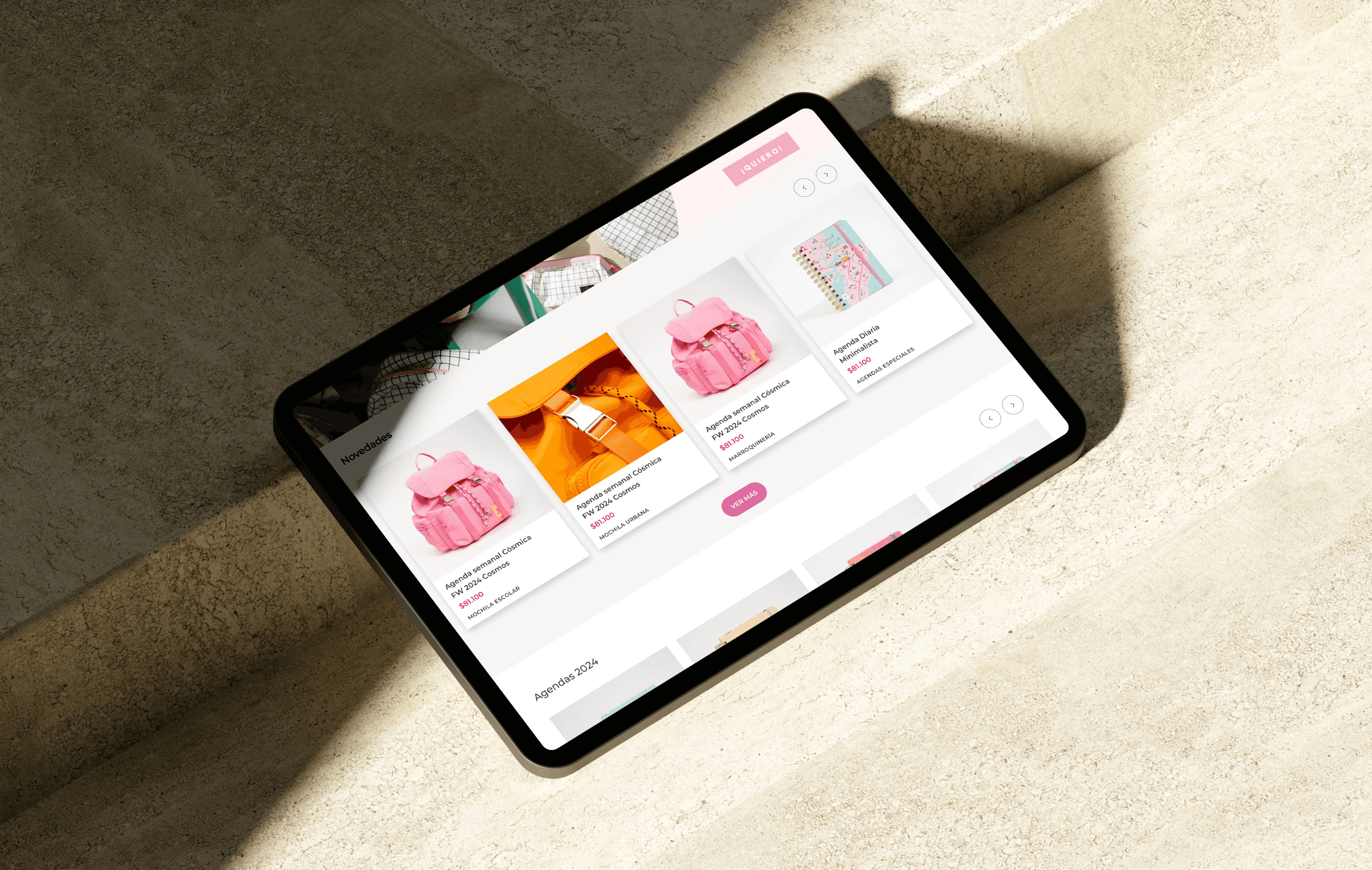Vista de web desde una tablet