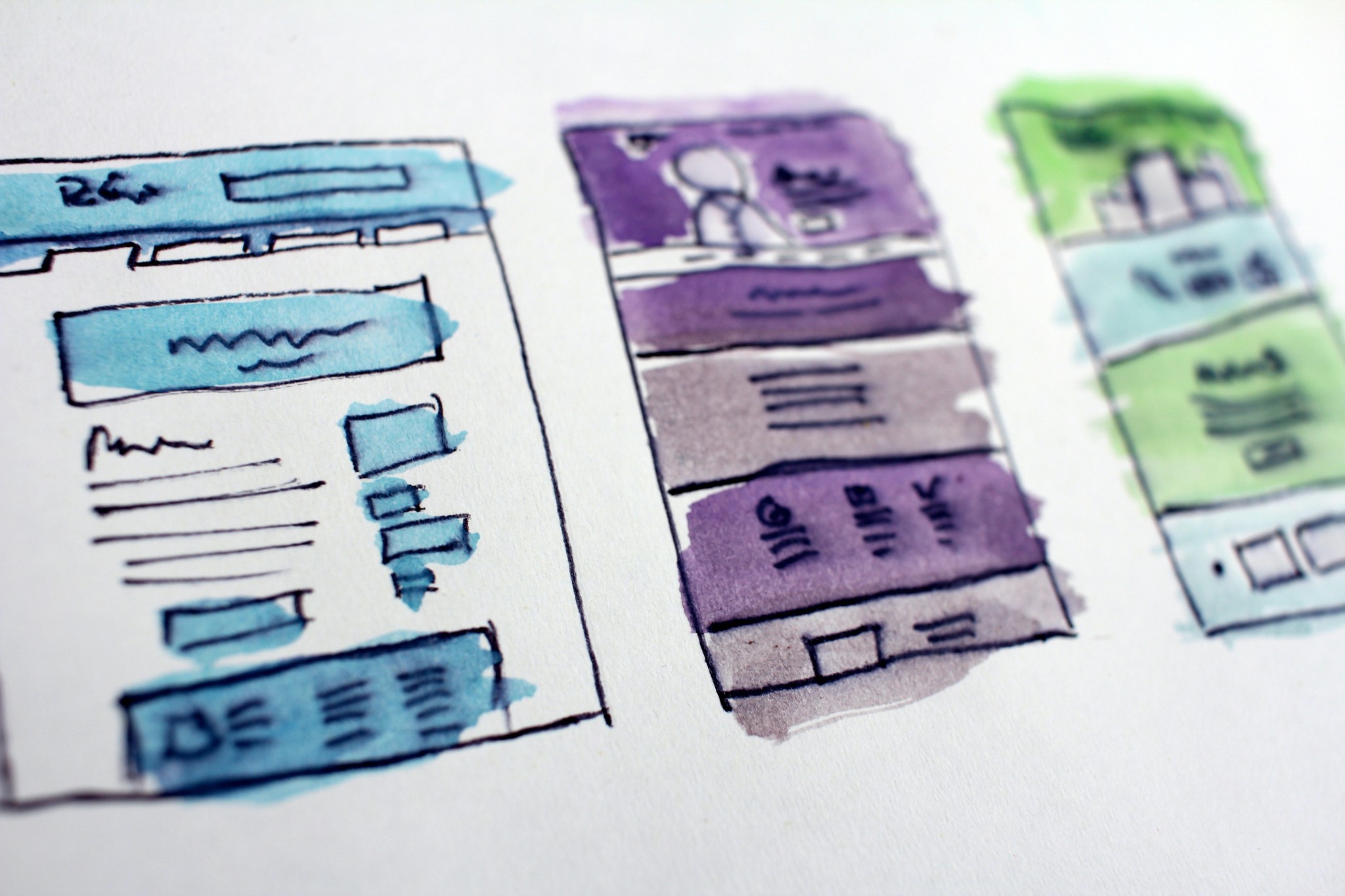 Image of hand drawn wireframes