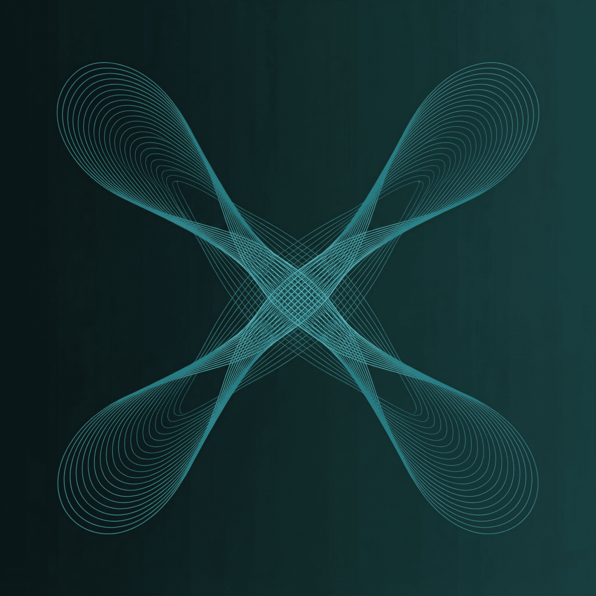 A young person with curly hair smiles at the camera while sitting in front of a laptop against a dark background.