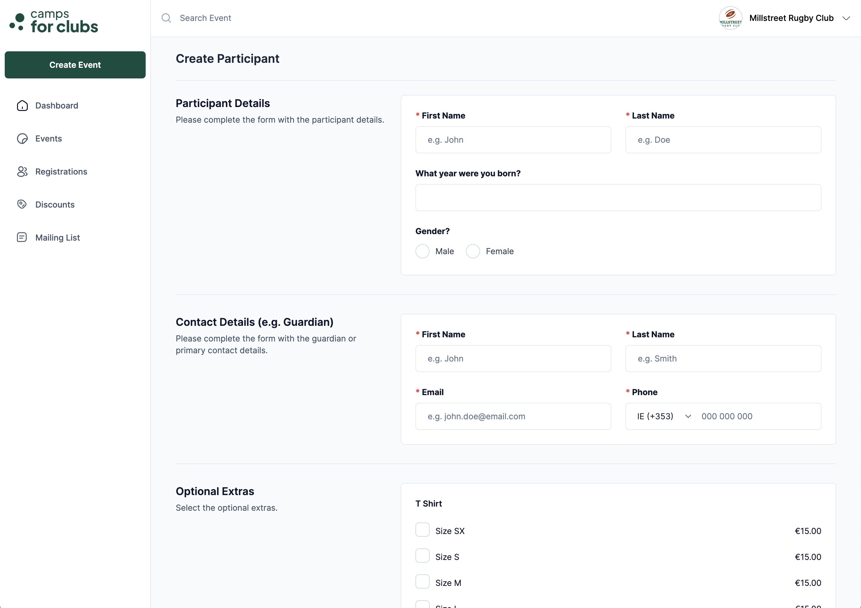 Inscriptions en personne