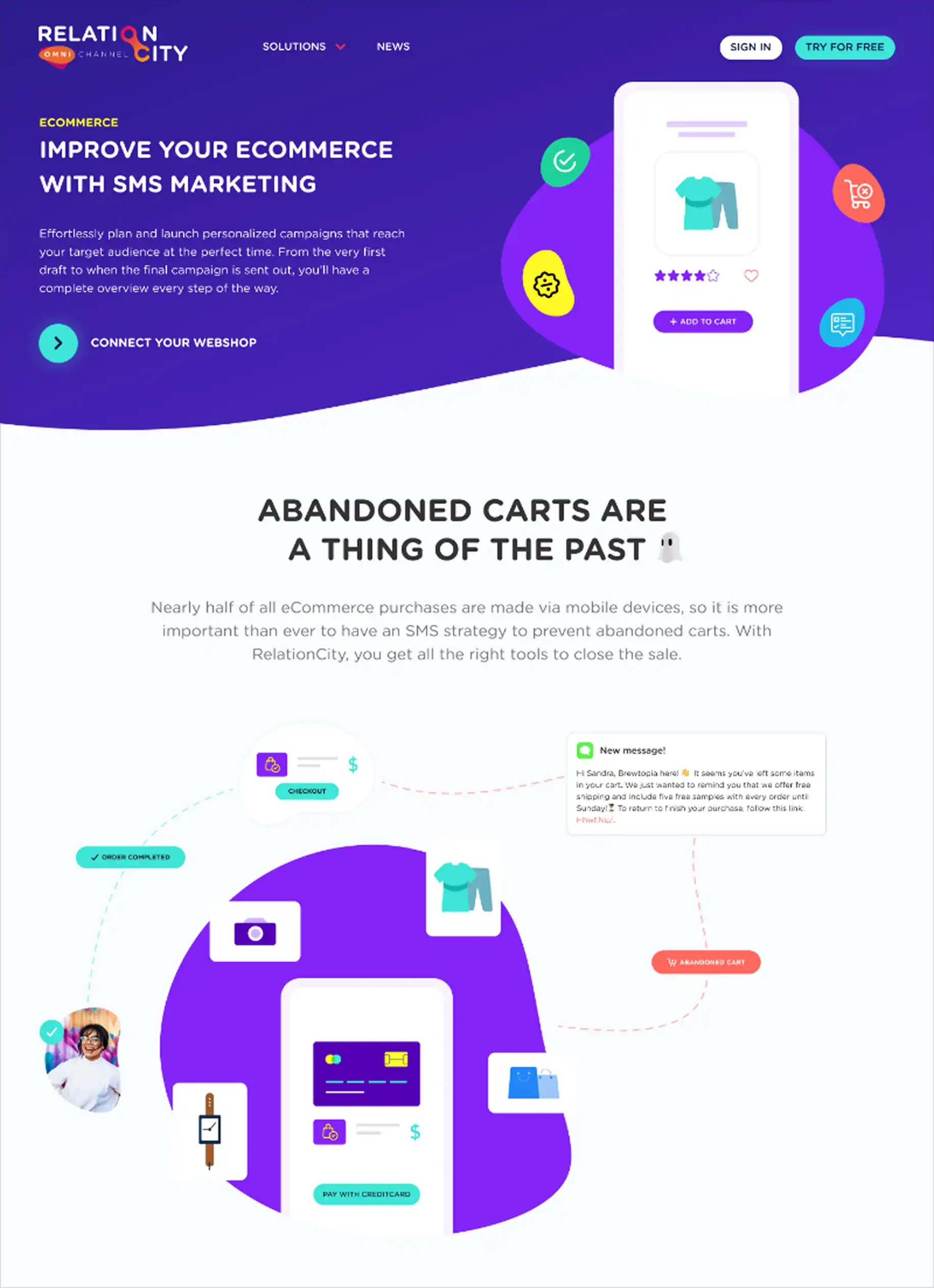 Forhåndsvisning af en underside der omhandler Ecommerce