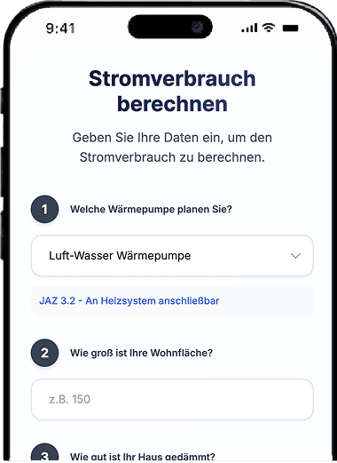Mockup Vorschau des Stromverbrauchsrechners auf einem iPhone.