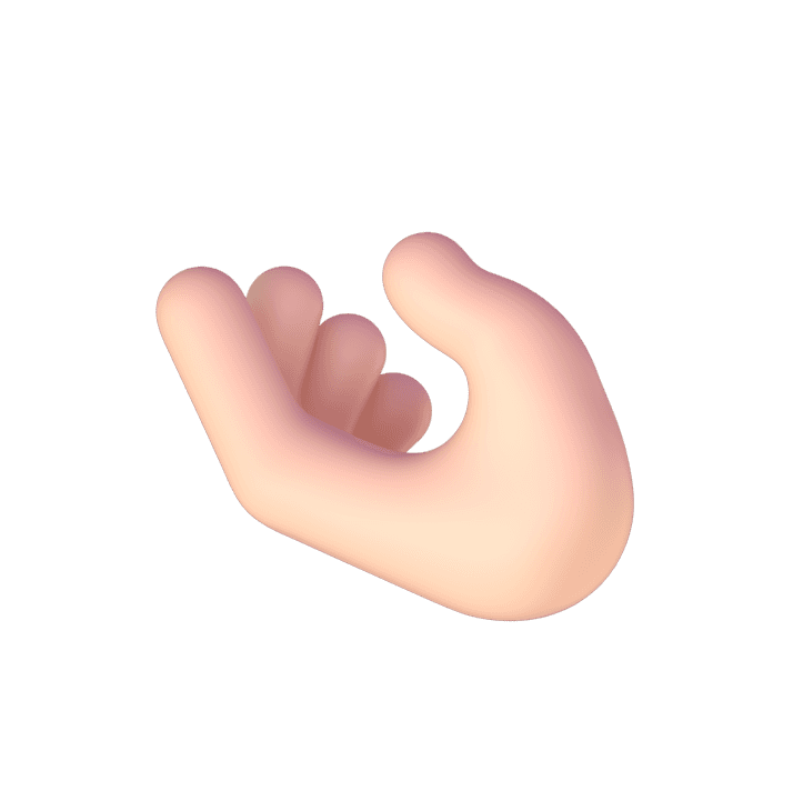 A cartoonish hand with the palm facing up, appearing open and waiting for something to be placed in it.