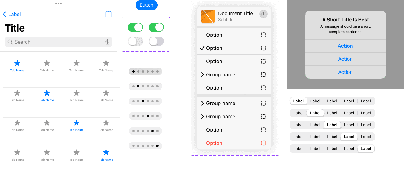 component library section: original iOS components