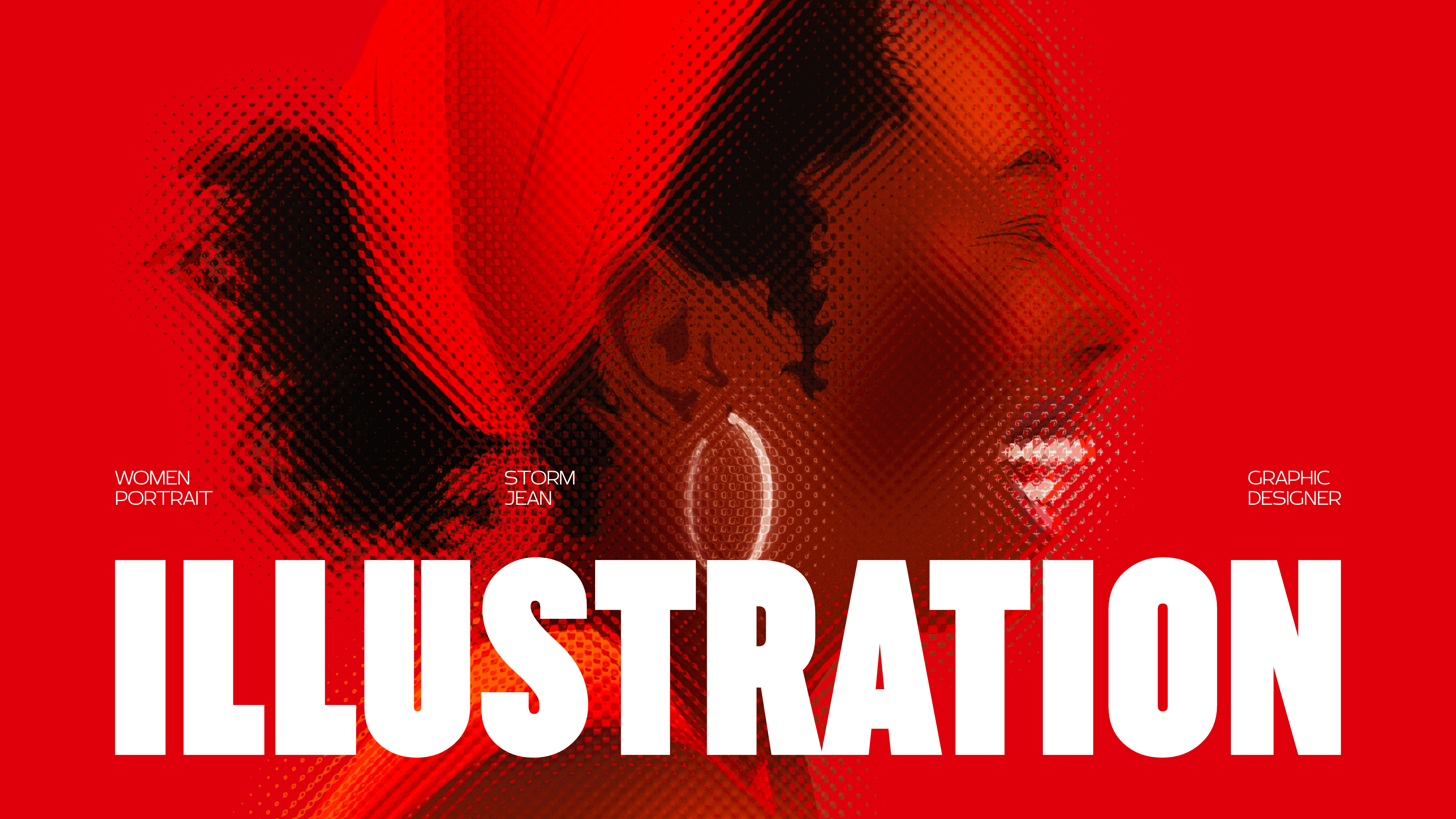 Stylized woman’s profile on vibrant red backdrop.