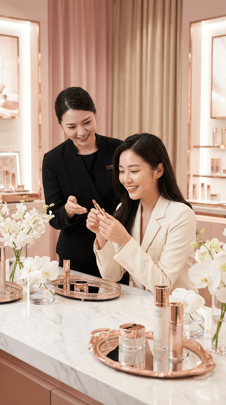 BW Event 360 策劃美容零售引流活動，專業顧問在店內向顧客介紹產品，展示其精準獲客及中小型活動統籌方案。