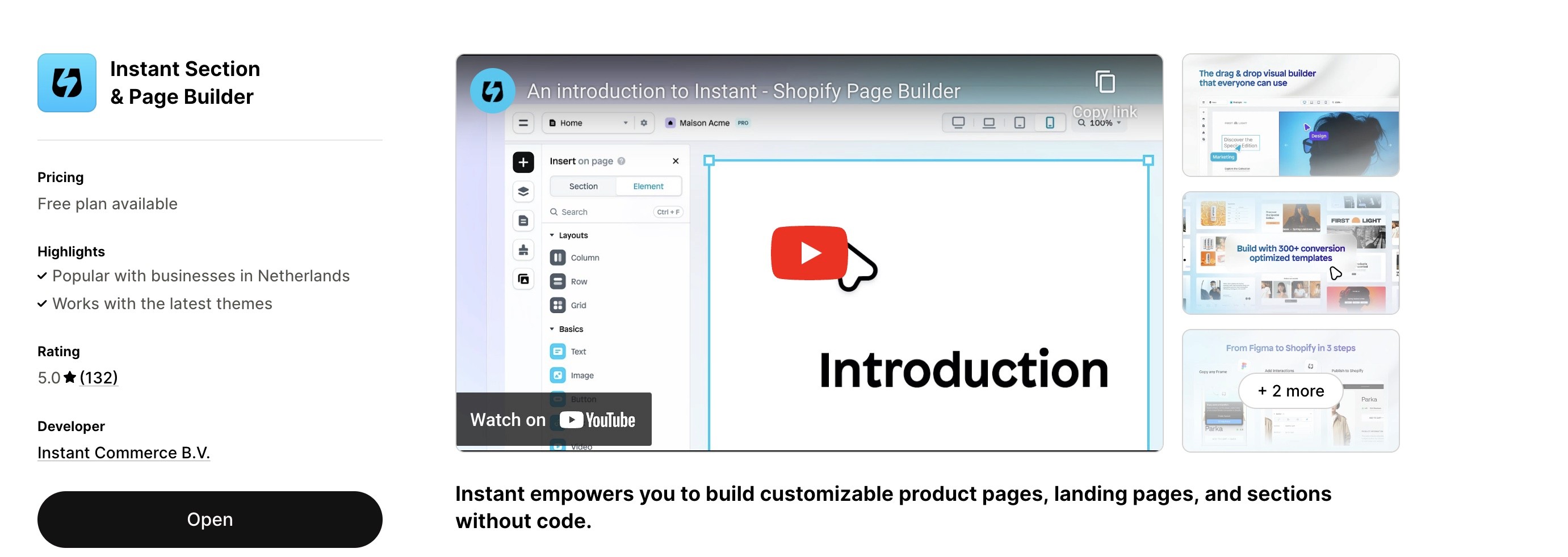 Instant Page Builder App store screenshot