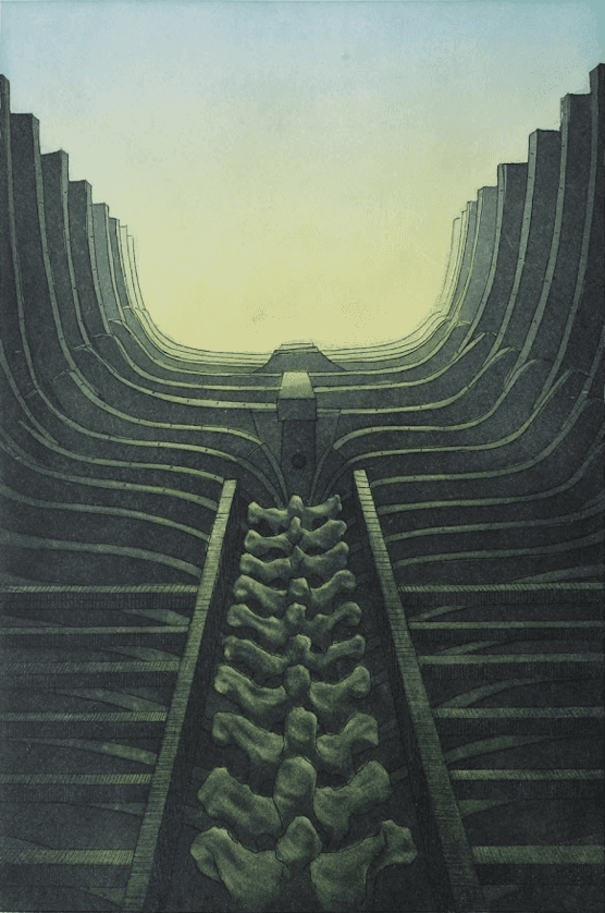 herd of sheep on road painting