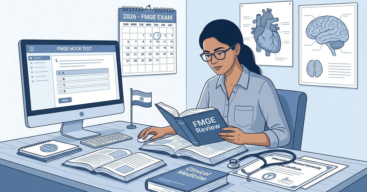 Cover: FMGE Preparation 2026: Complete Study Plan, High-Yield Subjects and First-Attempt Strategy for Foreign Medical Graduates