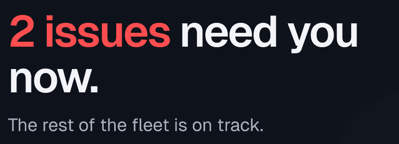 Reworked dashboard element: needs you now.