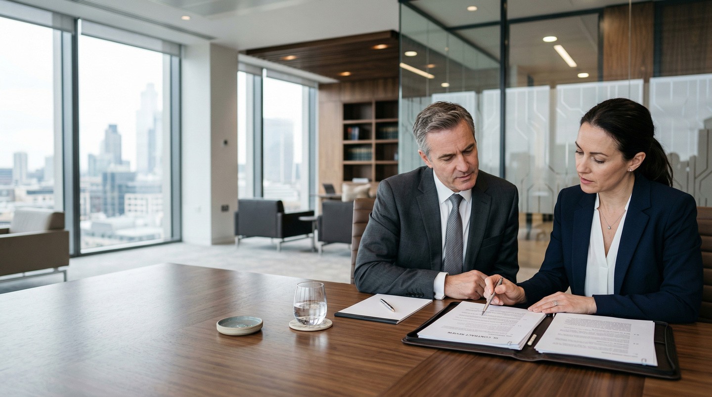 Legal professional examining appraisal evidence for court proceedings